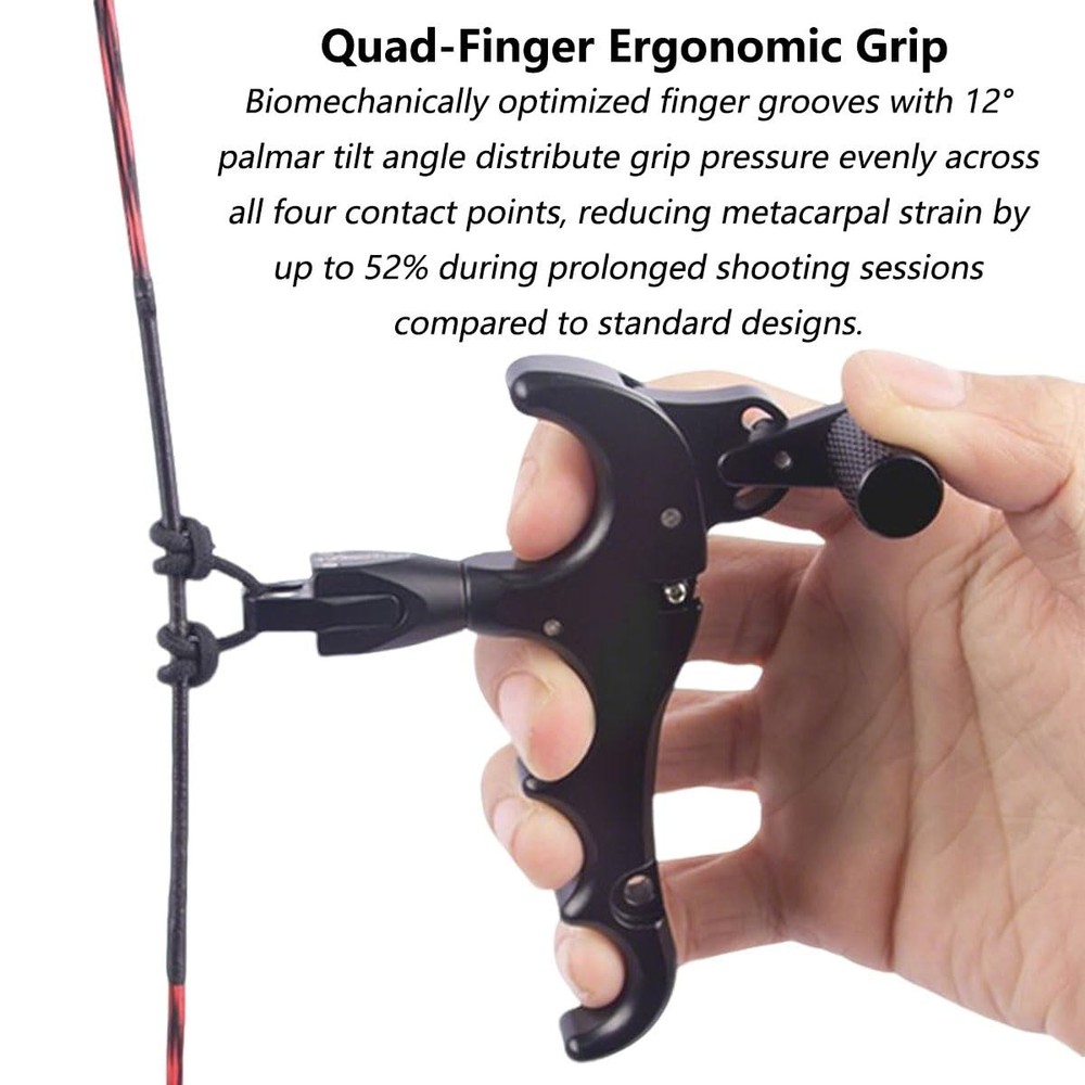 Adjustable 360° Aluminum 4Finger Compound Bow Release Trigger System