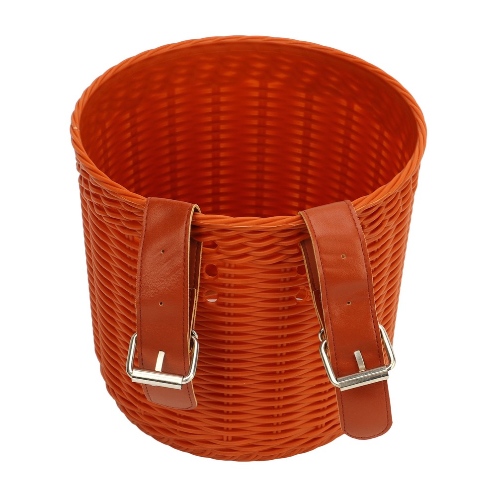 (Coffee)Front Handlebar Basket Multipurpose Simulation Wicker Round CH