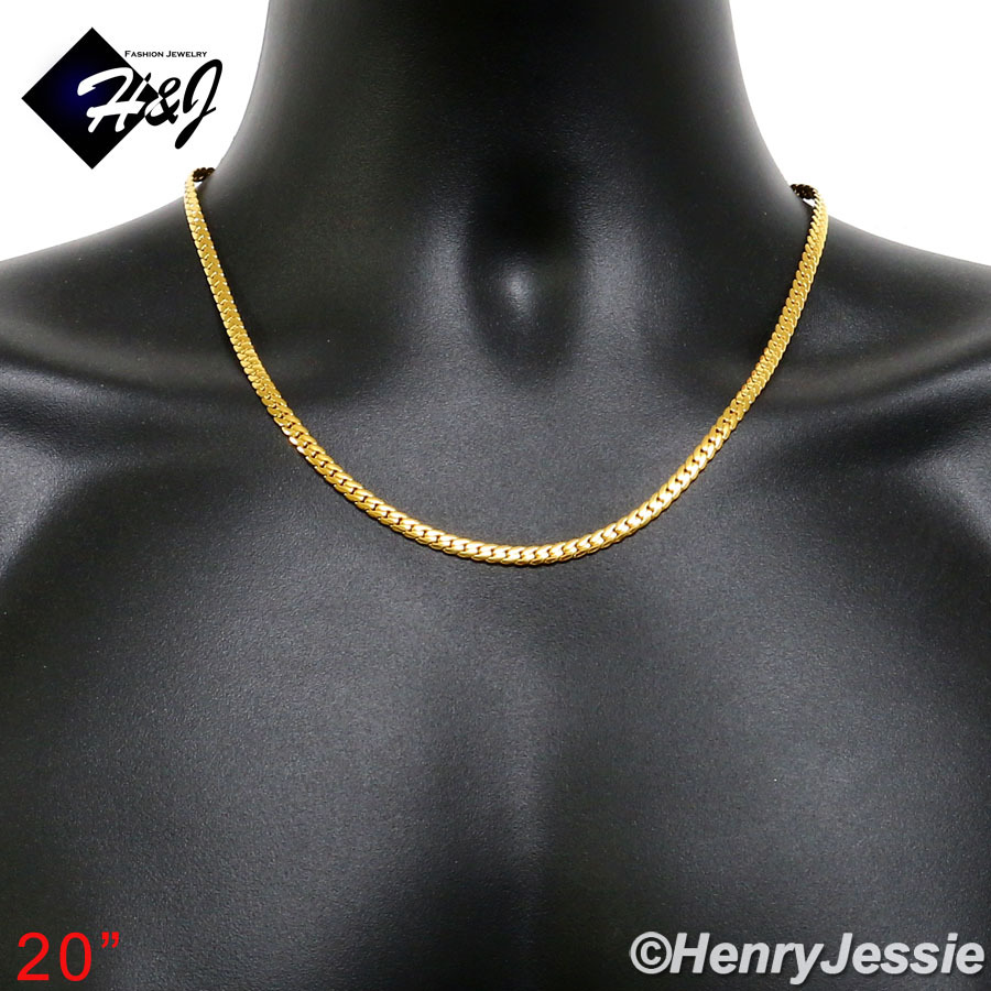18-40"MEN Stainless Steel 3/4/5/6/8mm Gold Plated Miami Cuban Chain Necklace*155