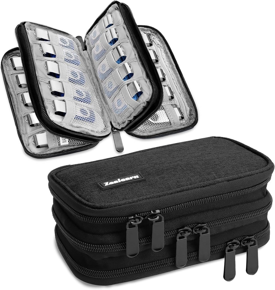 30 Capacity USB Flash Drive Case Organizer with Labels Storage Bag New