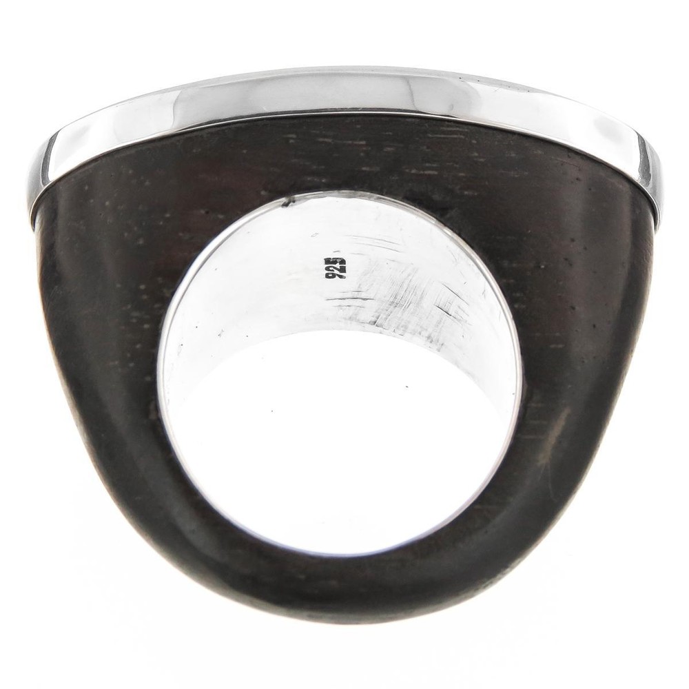Dark Wood Contrast 925 Sterling Silver Ring