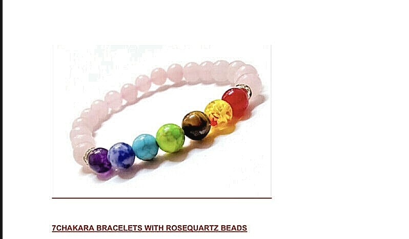 7CHAKARA BRACELETS WITH ROSEQUARTZ BEADS