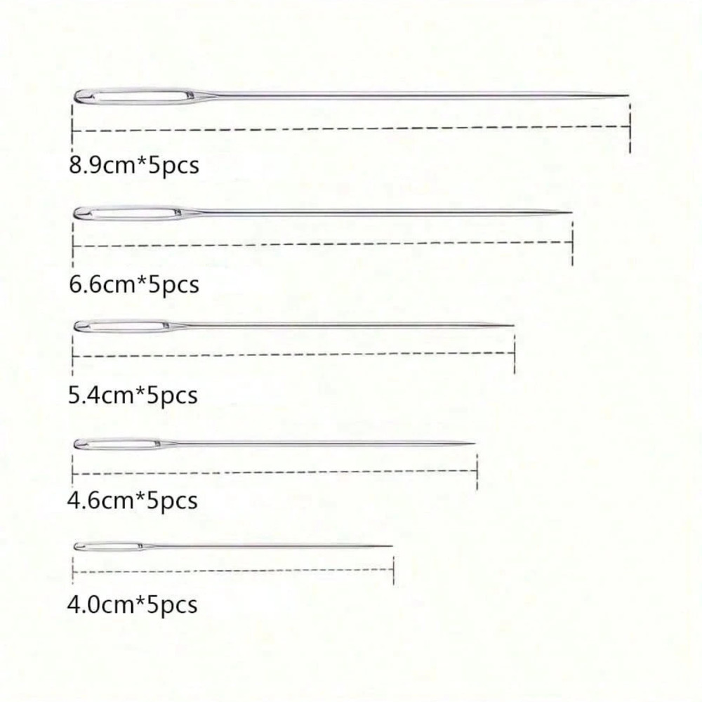 25PCS Large Eye Sewing Needles Set Easy Thread Hand Embroidery Assorted Leather