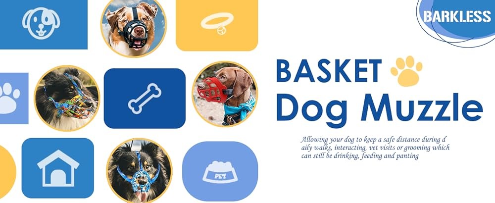 BARKL Dog Muzzle, Silicone Basket Muzzle for Small Medium Lar Dogs,