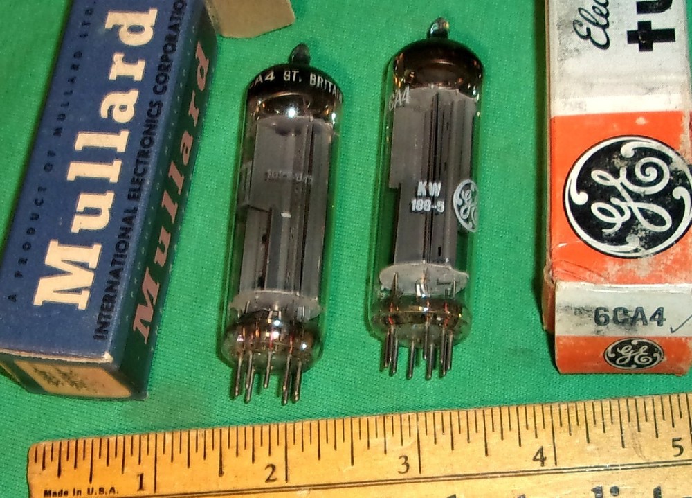 (2) 6CA4 Full-Wave Rectifier Tubes Great Britain Mullard & GE Tested GOOD!