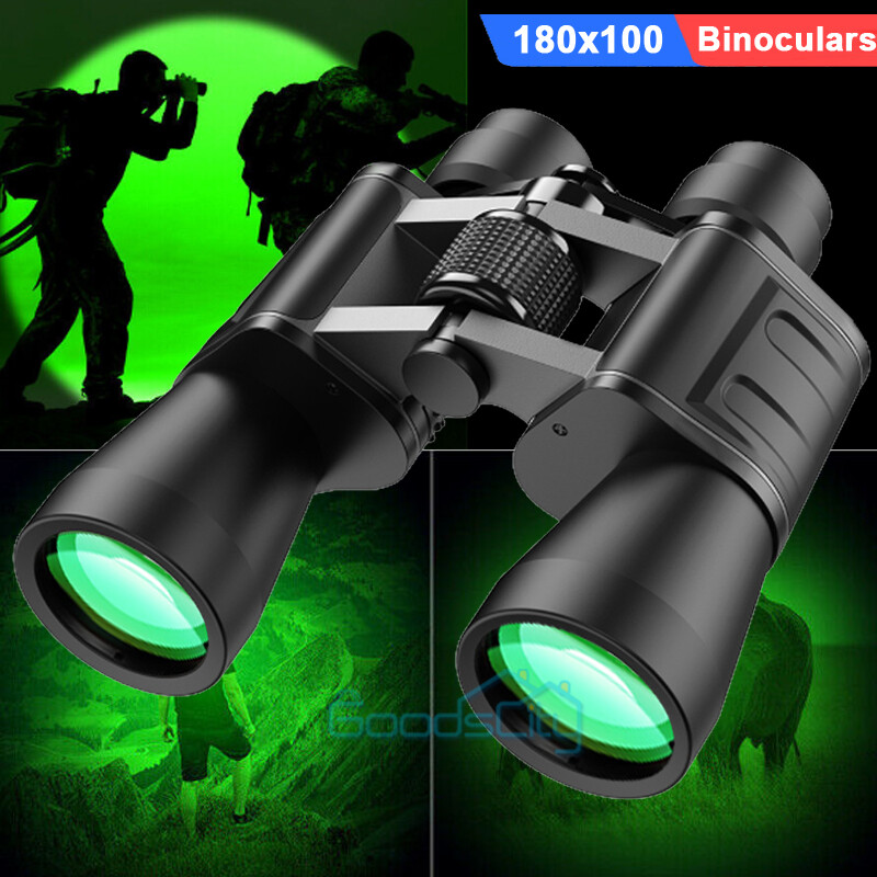180x100 High Power Military Binoculars Day/Night Vision Waterproof Hunting +Case