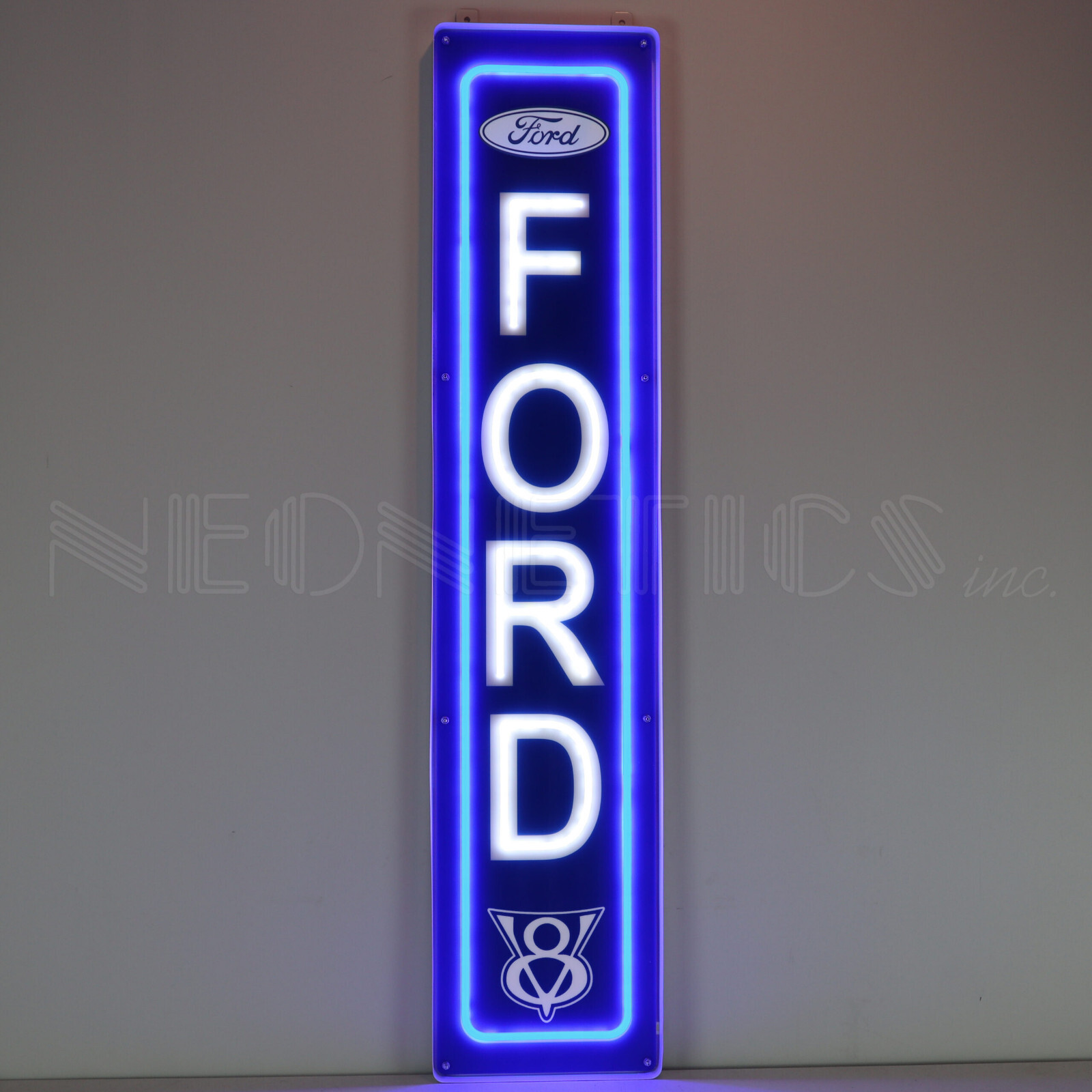 Ford 47" Sign LED Neon Steel Case  Mustang Garage wall lamp F-150 Truck vertical