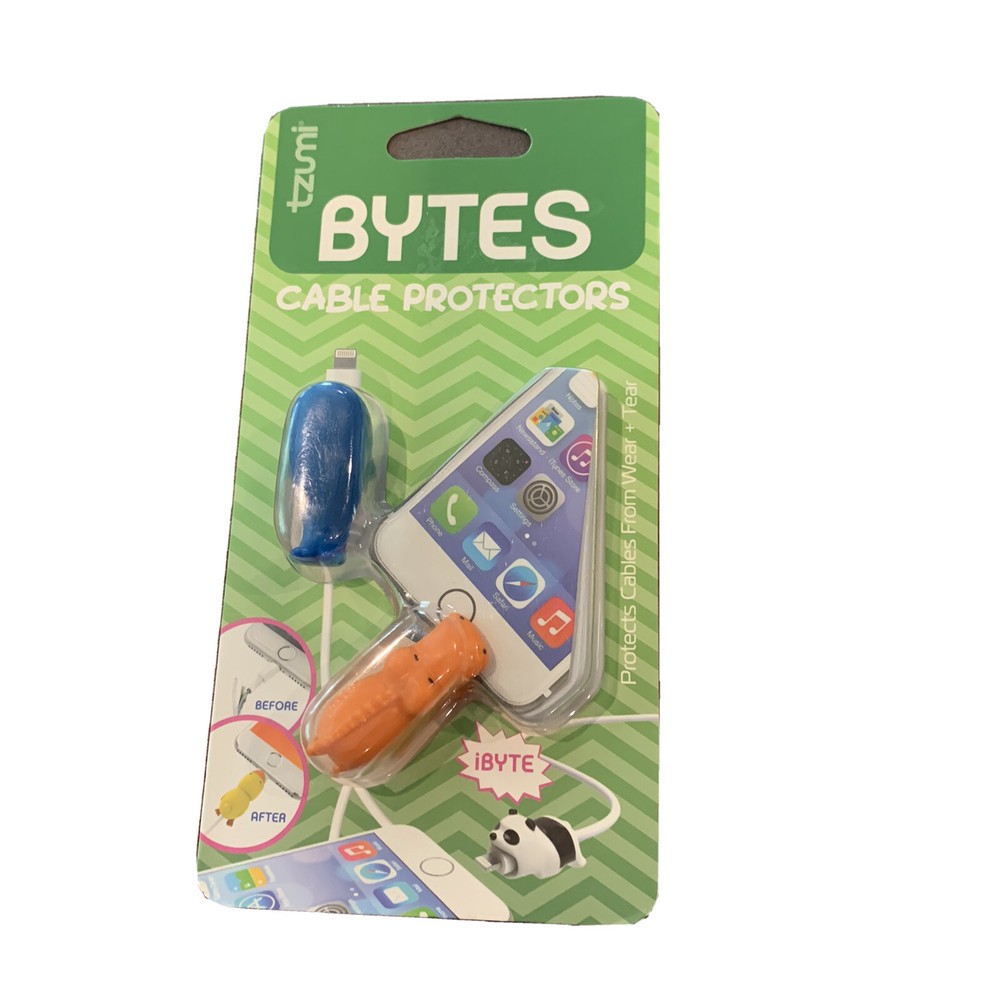 Tzumi Bytes Silicone Universally Fitting Cable Protector 2 Pack Crocodile Whale