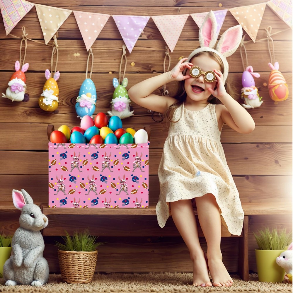 ASKETAM Large Cute Easter Basket for Kid Empty Gift Baby Rectangle Storage Bi...