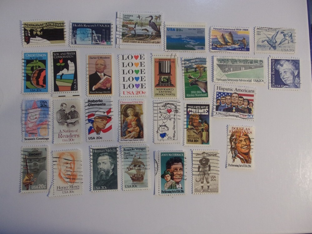 USA Used, 1984 Issues 28 Different, 20 Cent Commemoretives
