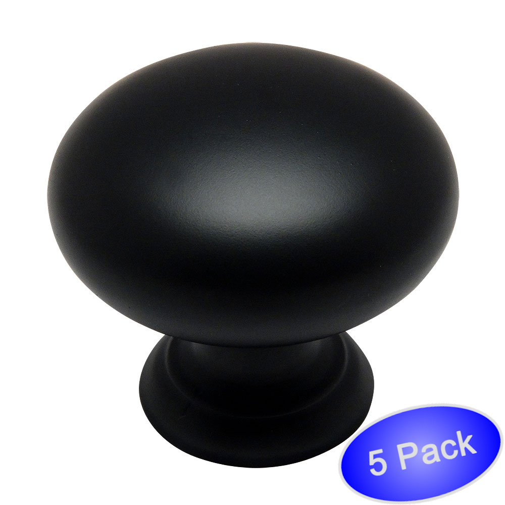 *5 Pack*  Cosmas Cabinet Hardware Flat / Matte Black Knobs #4950FB