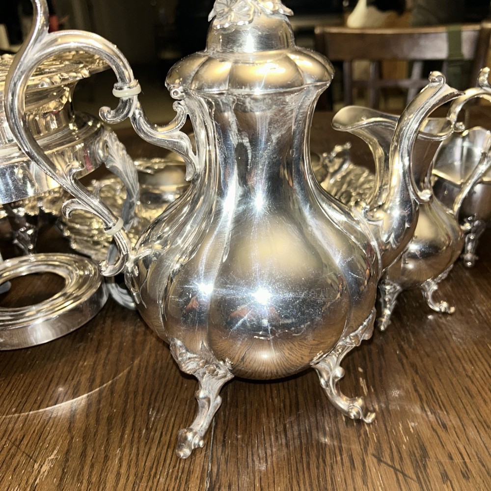 REED & BARTON Silver Plate COFFEE SET Winthrop #1795 PUMPKIN FINIAL Rococo