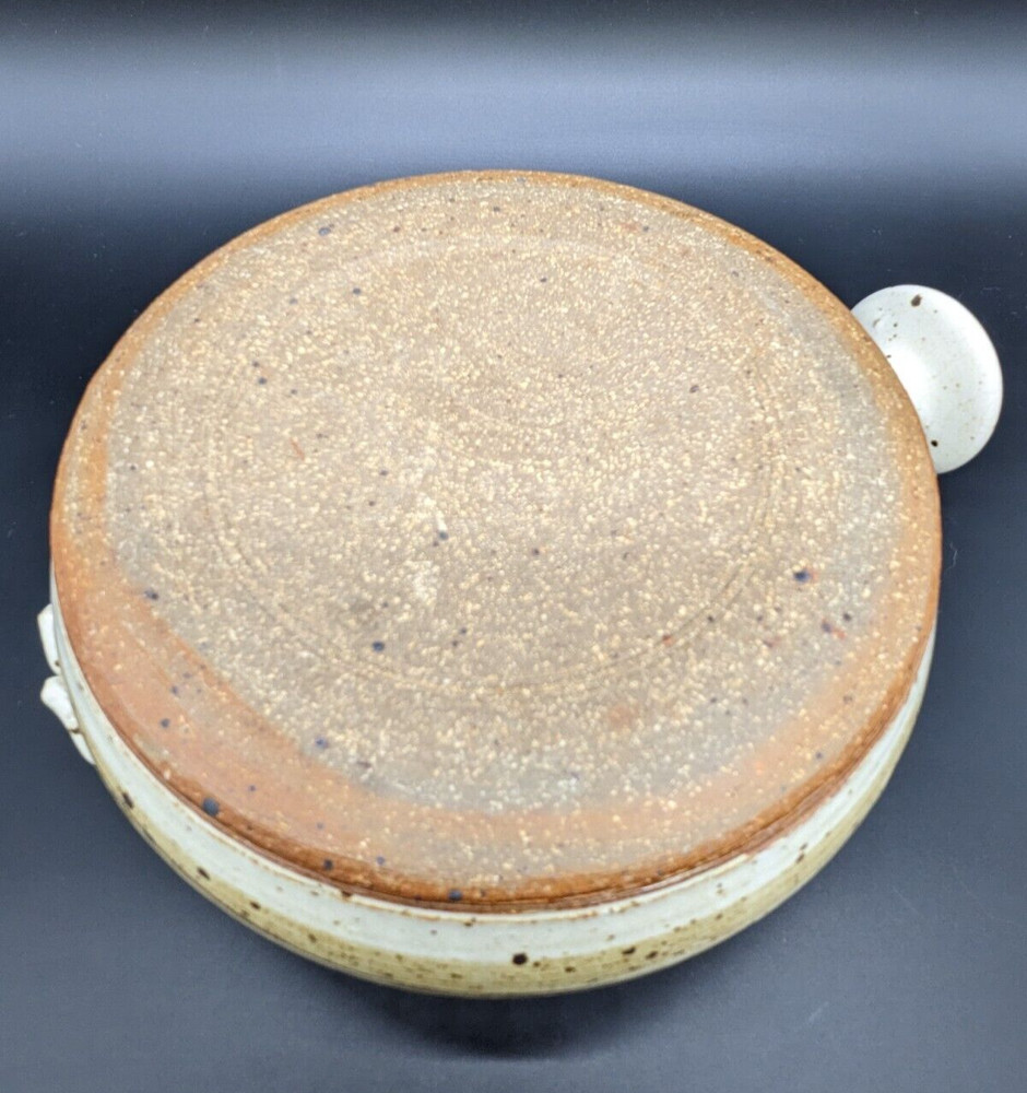 Handmade Pottery Covered Dish Casserole Single Handle Lid
