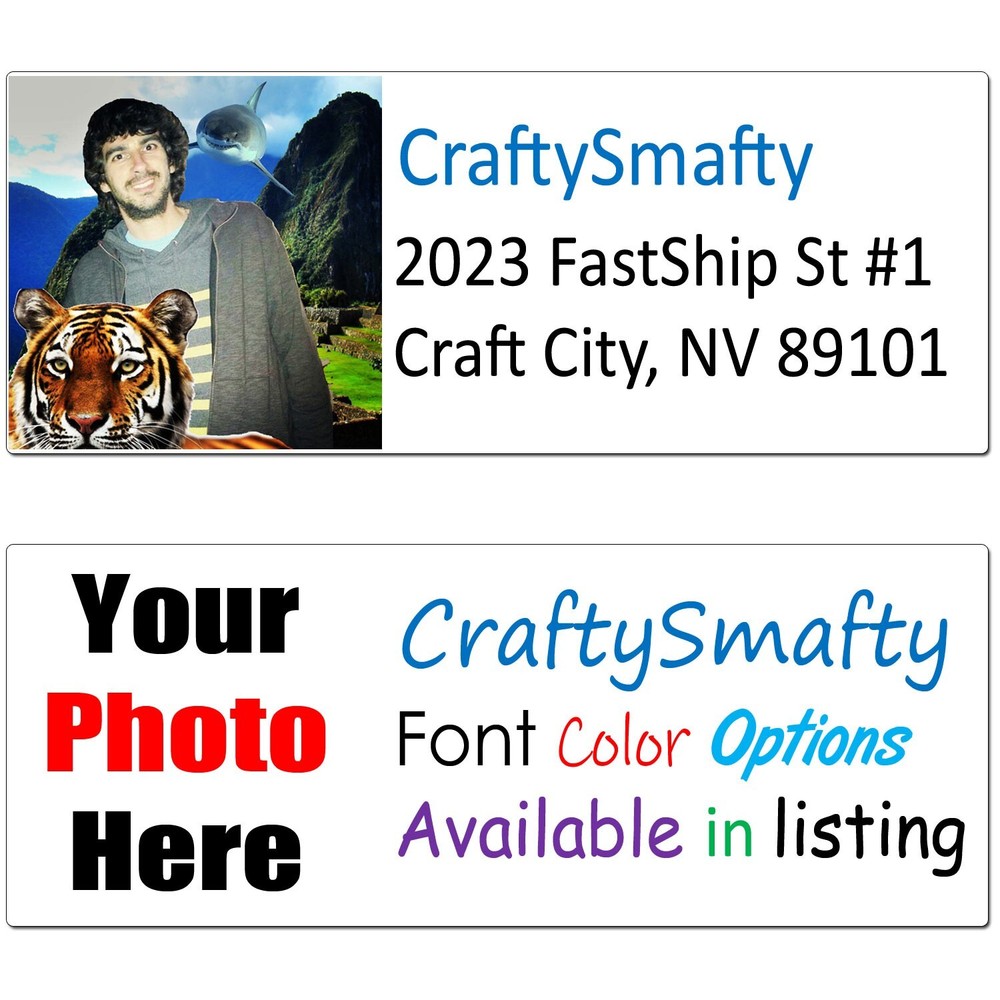 30 Address Labels Custom Photo Graphic Personalized