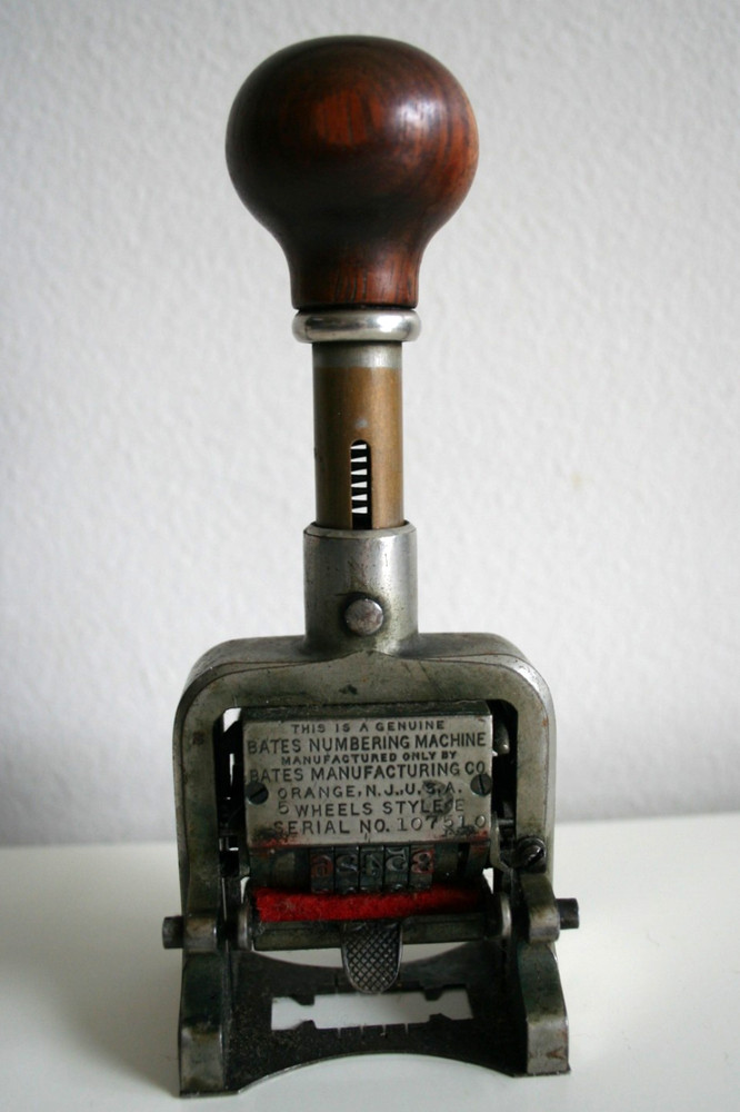 Antique Bates Automatic Numbering Machine 5 wheels Style E No. 107510