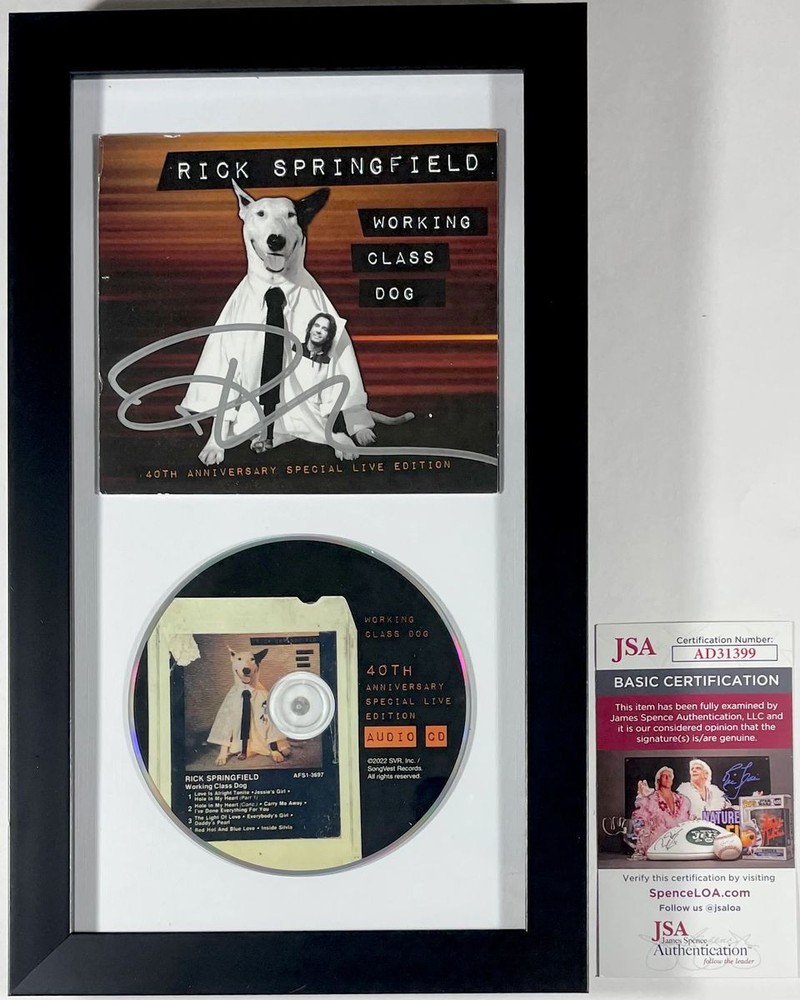 Rick Springfield Signed Working Class Dog CD Cover Framed Matte Display JSA COA
