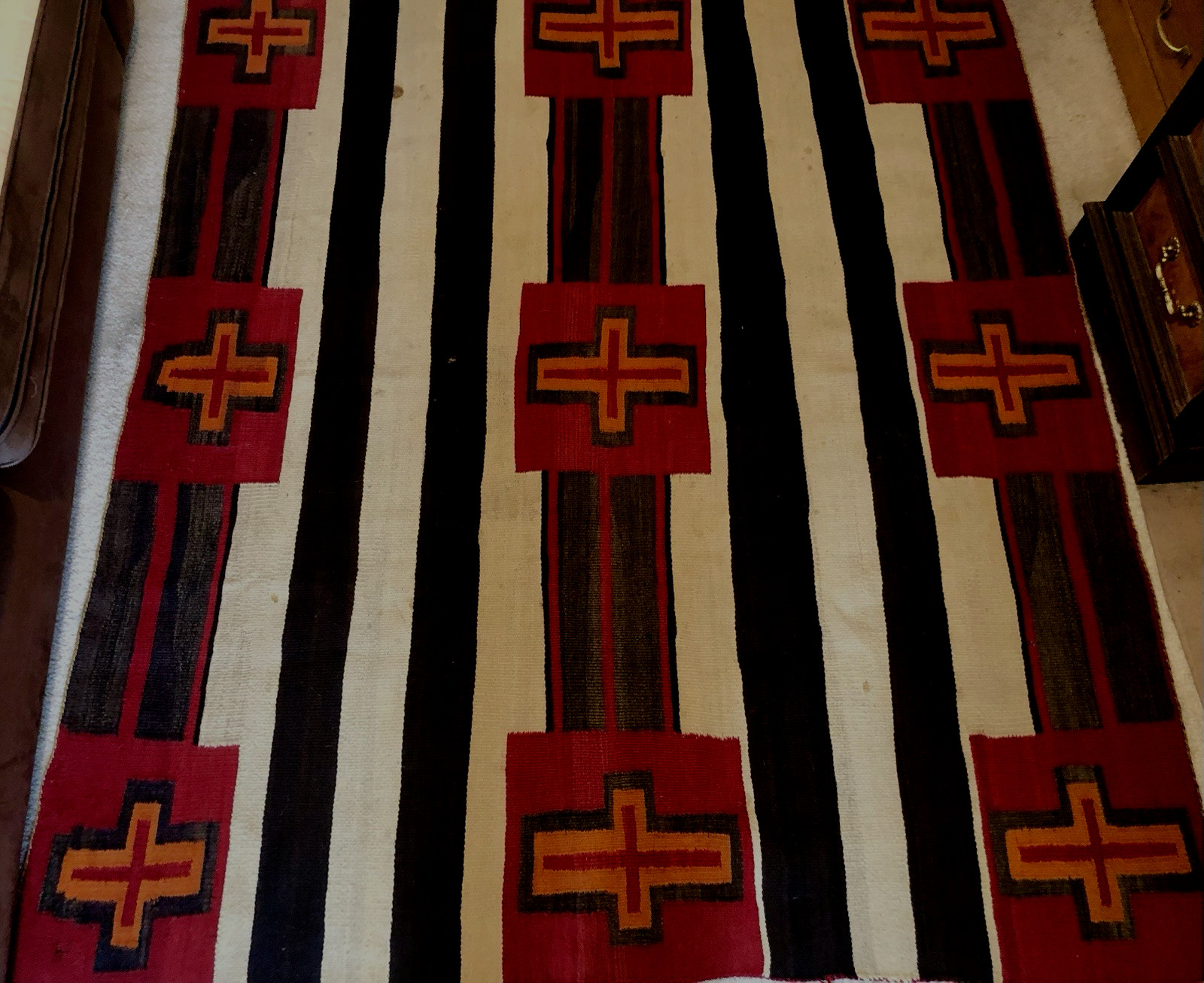 NAVAJO 2nd or 3RD PHASE? Very Old CHIEFS BLANKET Authentic w/Crosses Circa 1895