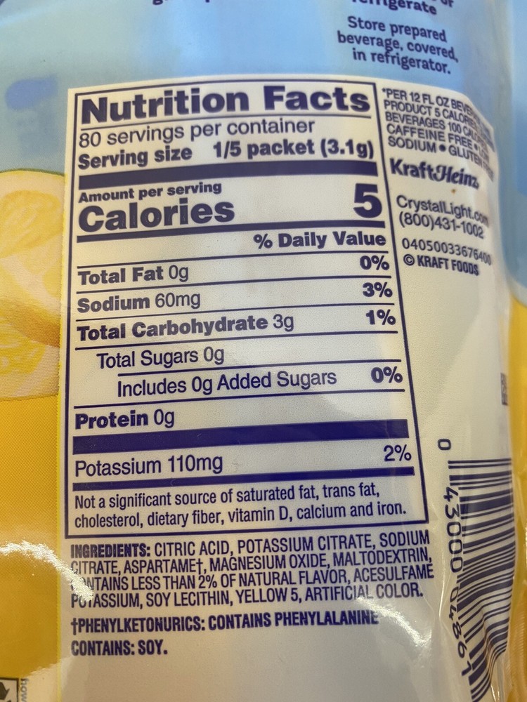 Crystal Light Lemonade Drink Mix 16 Packets- Makes 32 Quarts - (4 PACK)