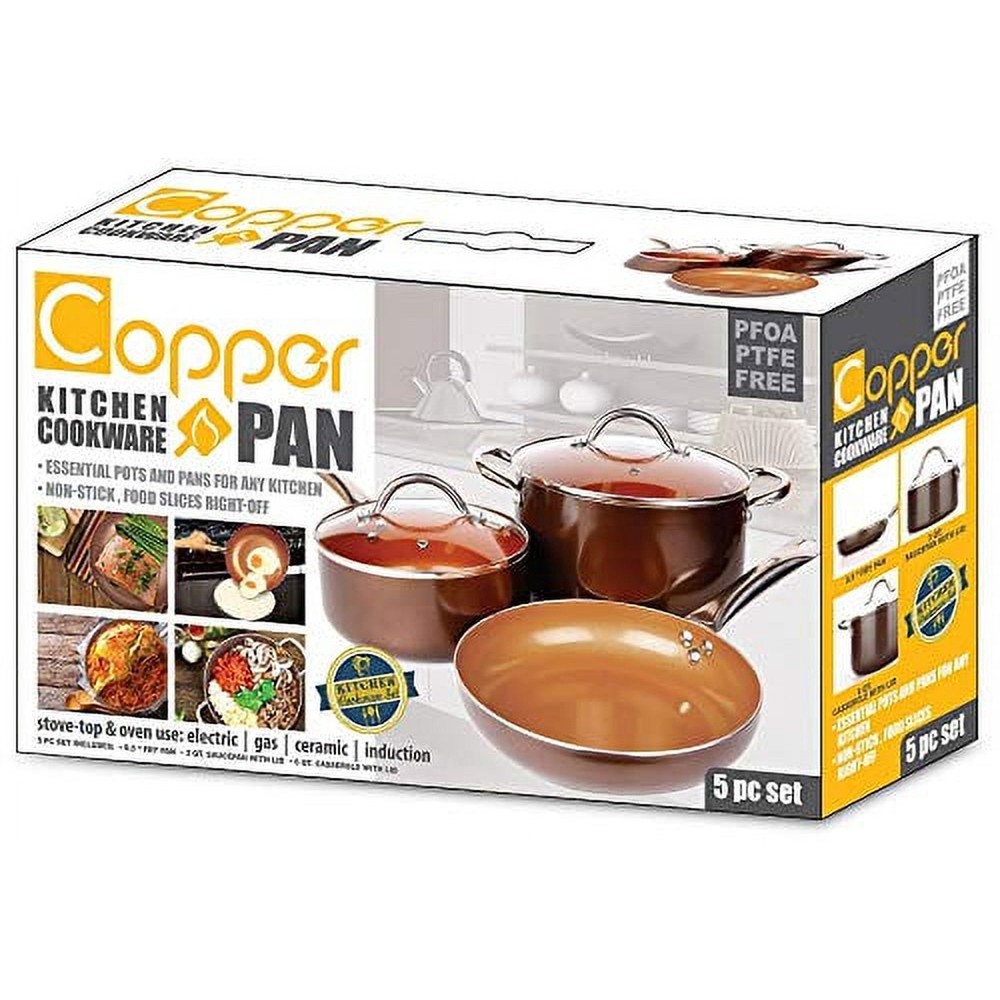 5-Piece Kitchen Cookware Set Luxury Ceramic Induction, Non-Sitck, Copper