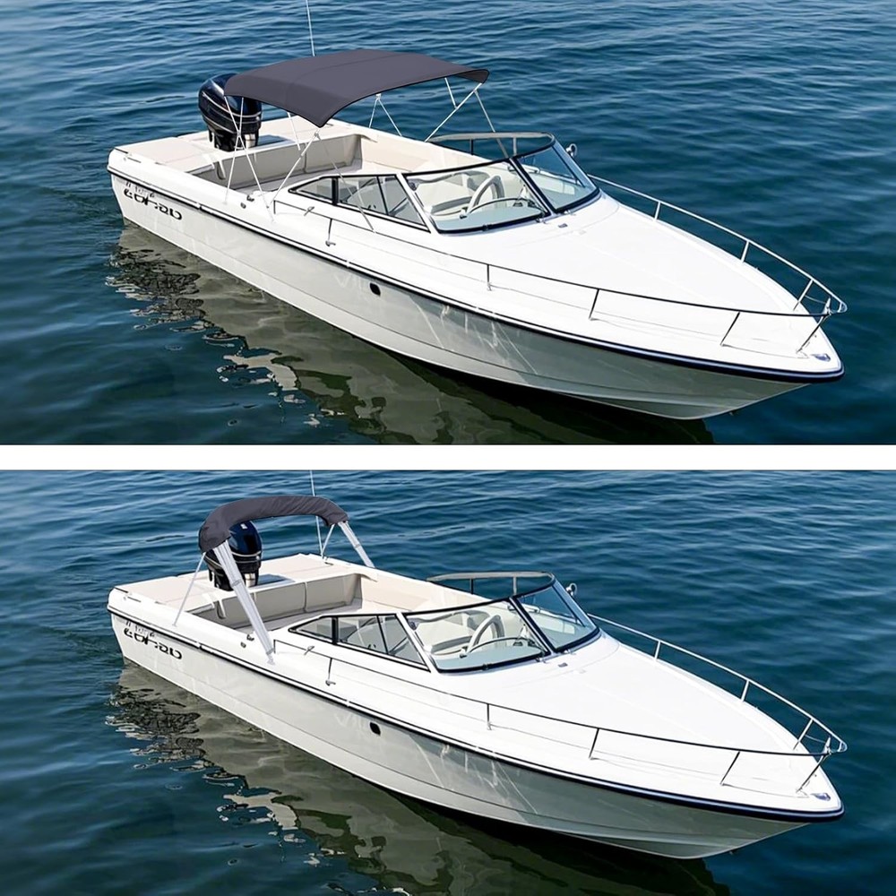 4 Bow 8 ft Pontoon Bimini Top Replacement Canvas Cover with Boot without frame🌊
