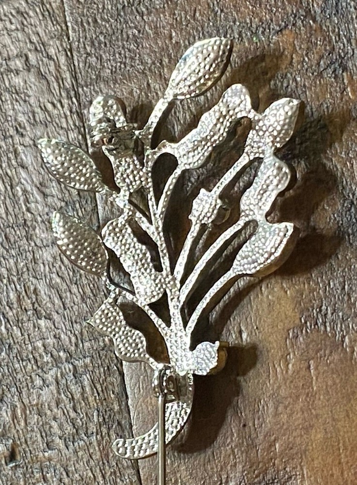 Sparkling Rhinestone Silvertone Brooch Pin