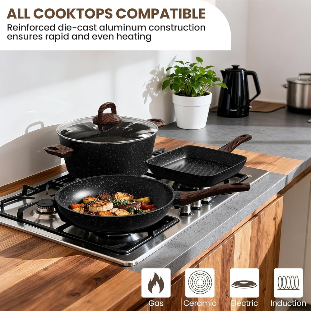 Pots and Pans Set Non Stick, 31 Piece Kitchen Induction Cookware & Bakeware S...