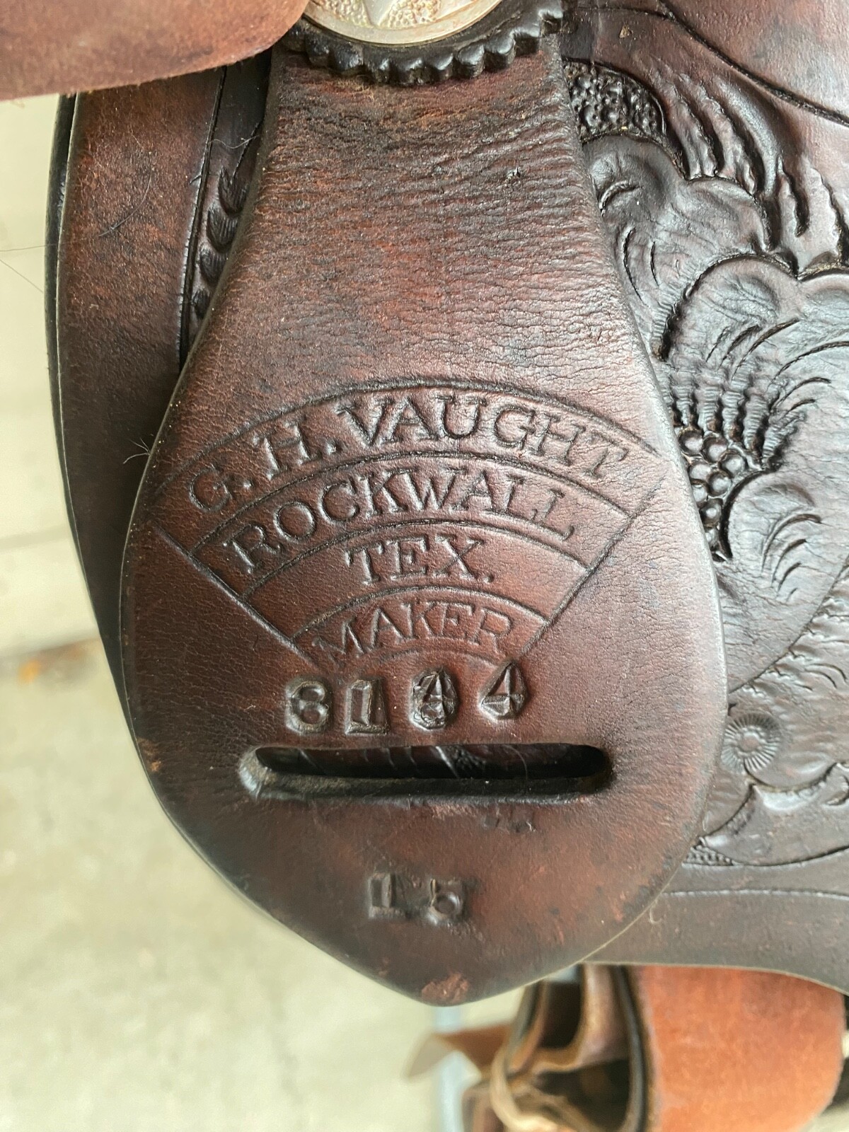 Used/Vintage 1960's G. H. Vaught 15" tooled leather Western saddle US made