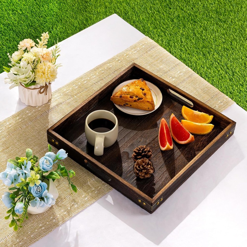 Yangbaga Serving Tray with 1" x x 1", Rustic
