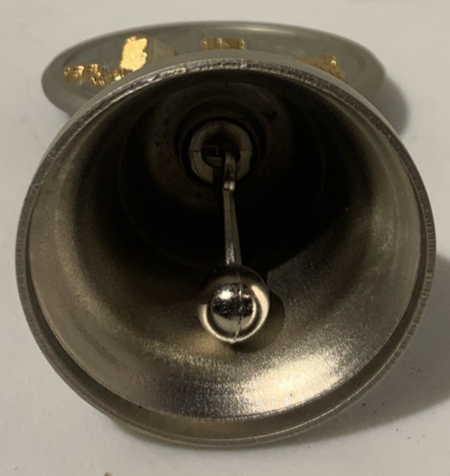 Brushed Nickel bell featuring Denver skyline