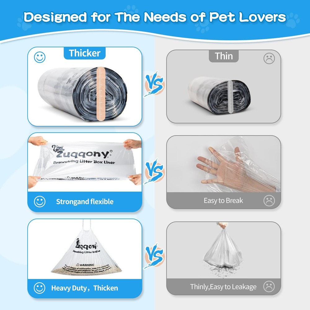 150 Count Drawstring Litter Box Liners Compatible with Automatic Litter Box 4...