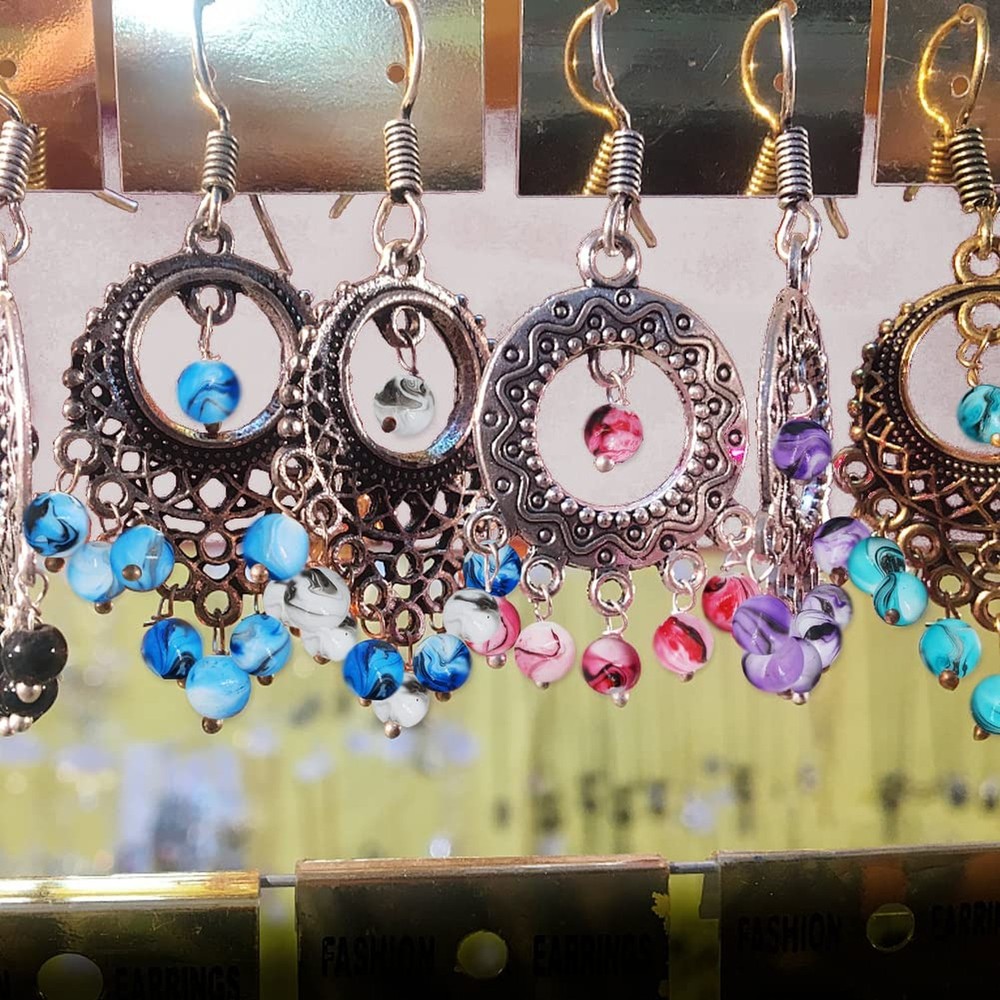 MIIIM 500pcs Acrylic Ink Pattern Beads, 8mm Rosary With 50pcs Antique Silver ...