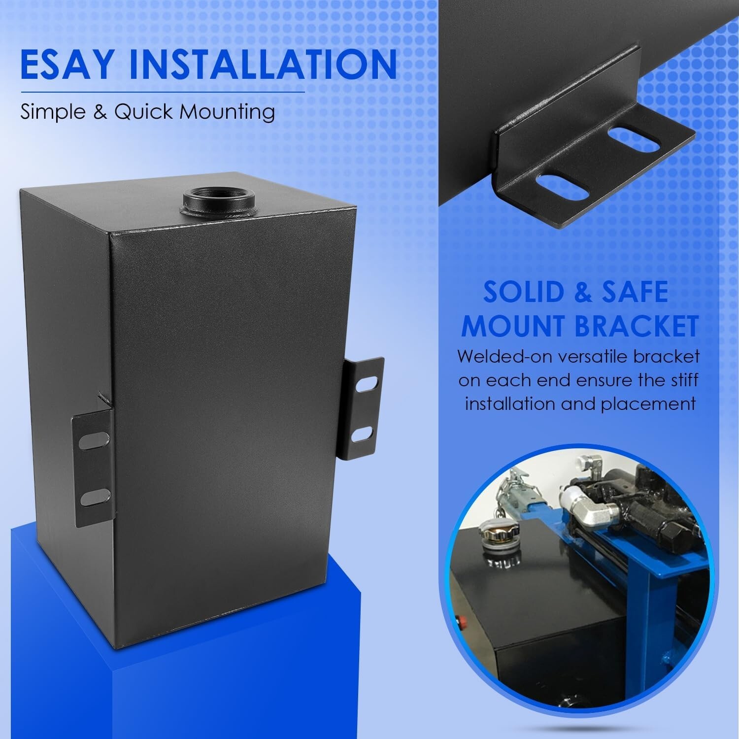 5 Gallon Hydraulic Fluid Reservoir Tank, Inlet 1-1/2" & Outlet 3/4" FNPT Port