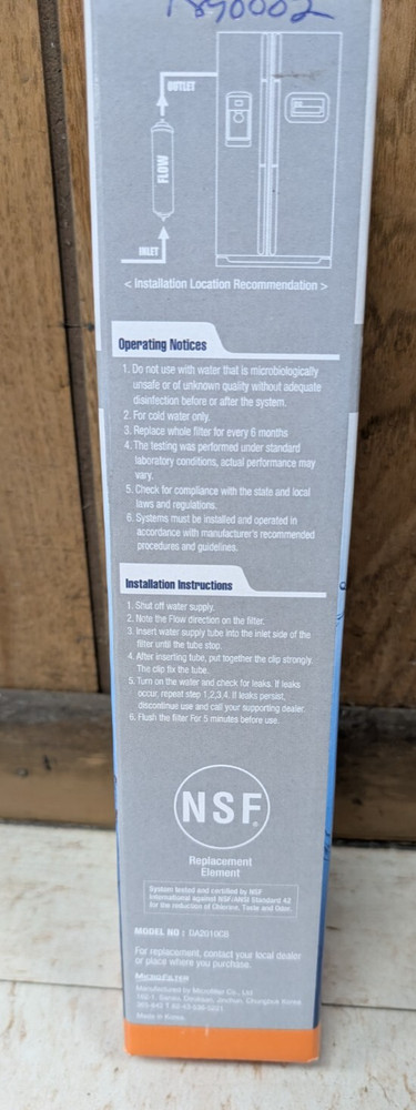 Refridgerater water filter DA2010CB