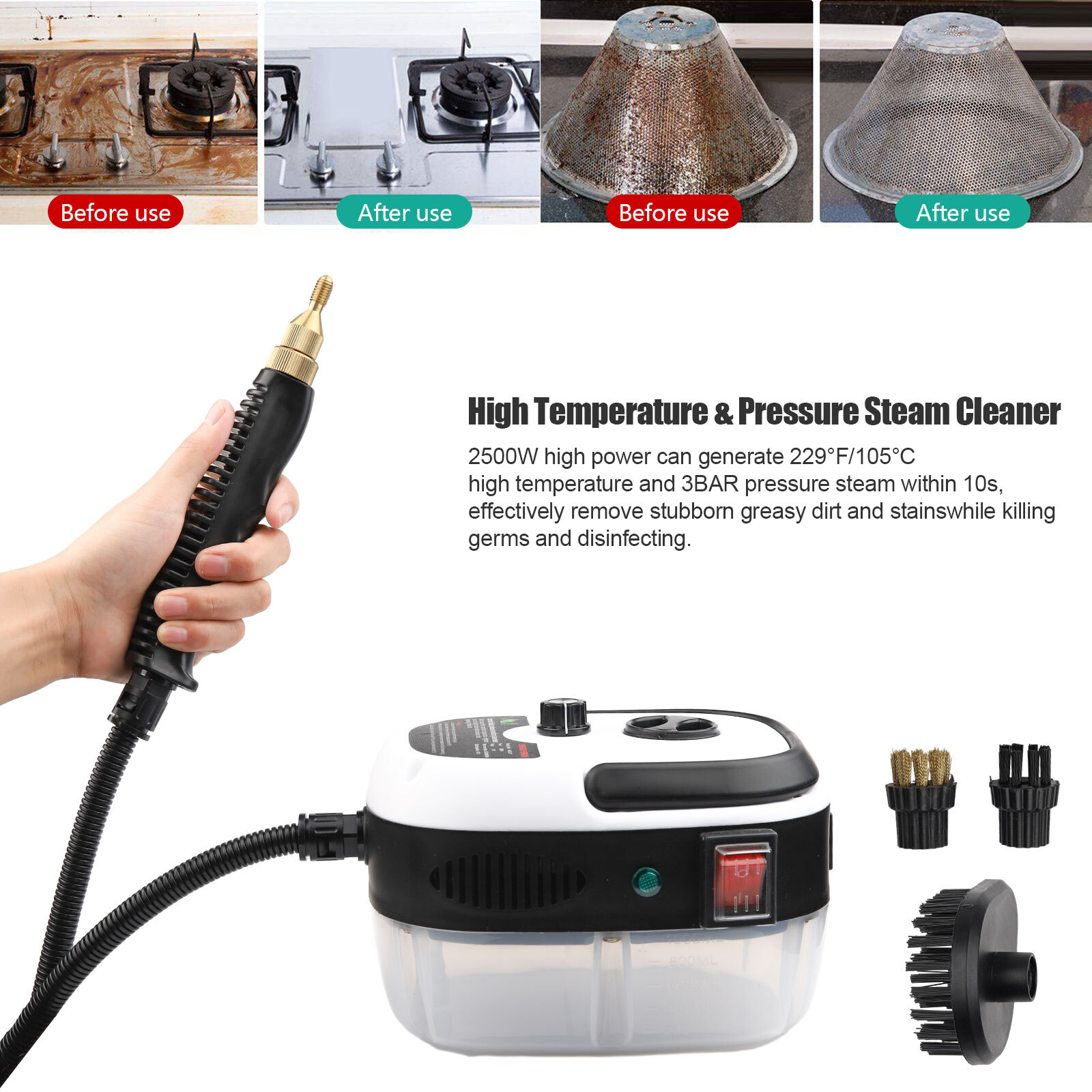Handheld High Temp Steam Cleaner High Pressure Household Cleaning Machine 2500W