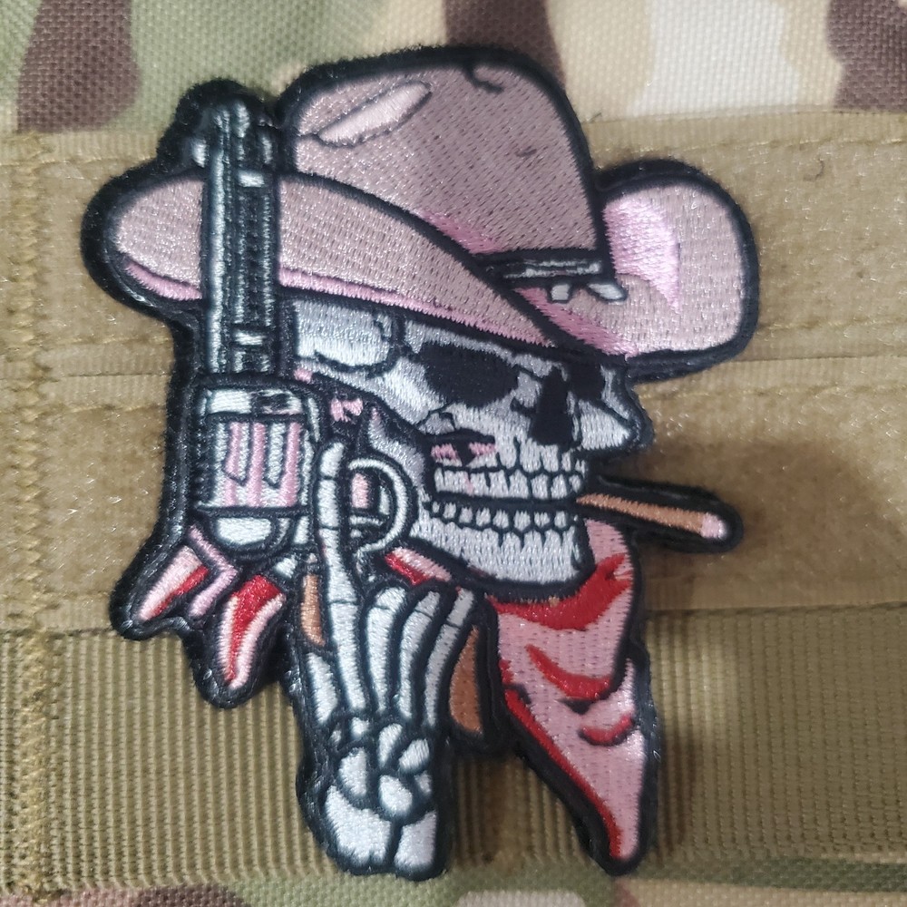 SKELETON COWBOY Tactical Morale Patch Hook and Loop