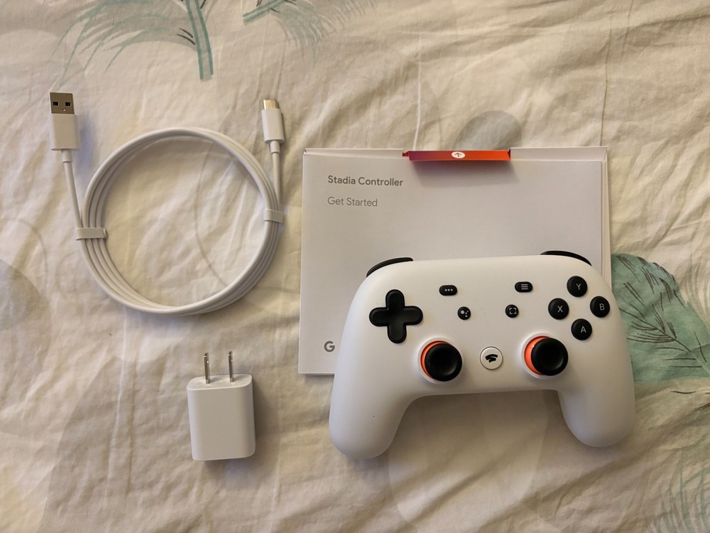 Google Stadia H2B Controller + USB-C Charging Cable + Charger All New, Flashable