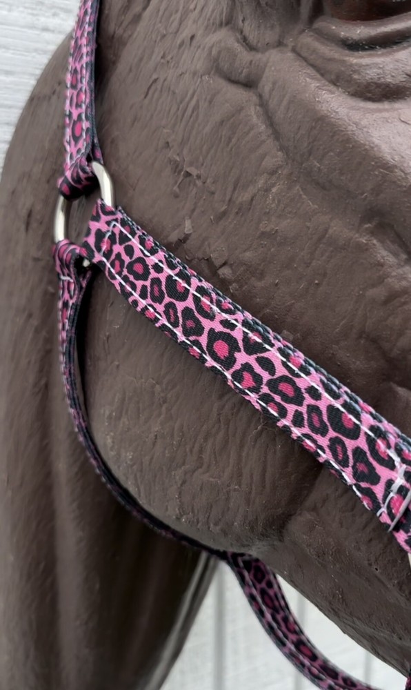 Personalized Nylon Horse Halter Pink Cheetah