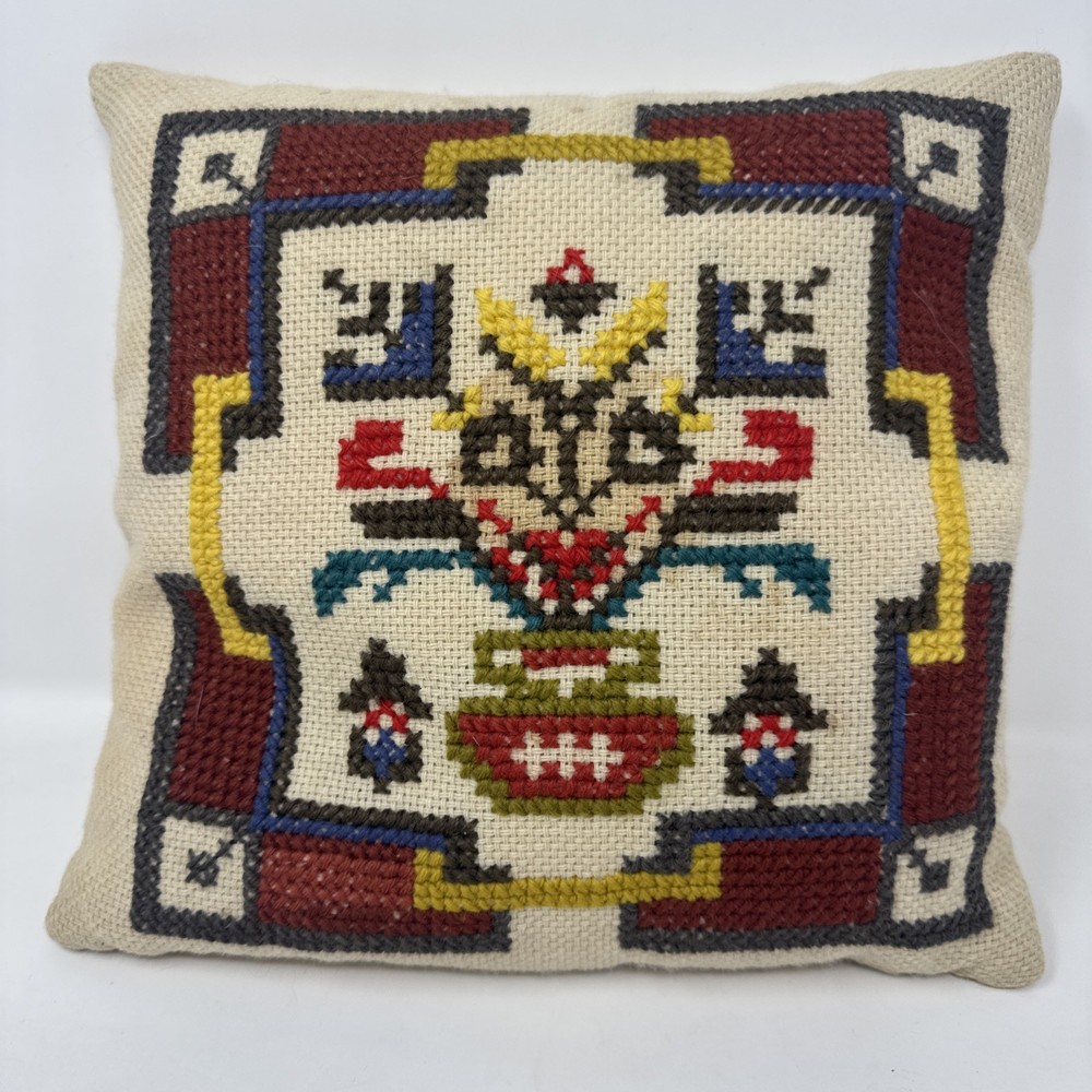 VINTAGE NEEDLEPOINT PILLOW HANDMADE