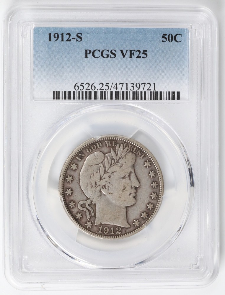 1912-S Silver Barber Half Dollar NGC VF 25