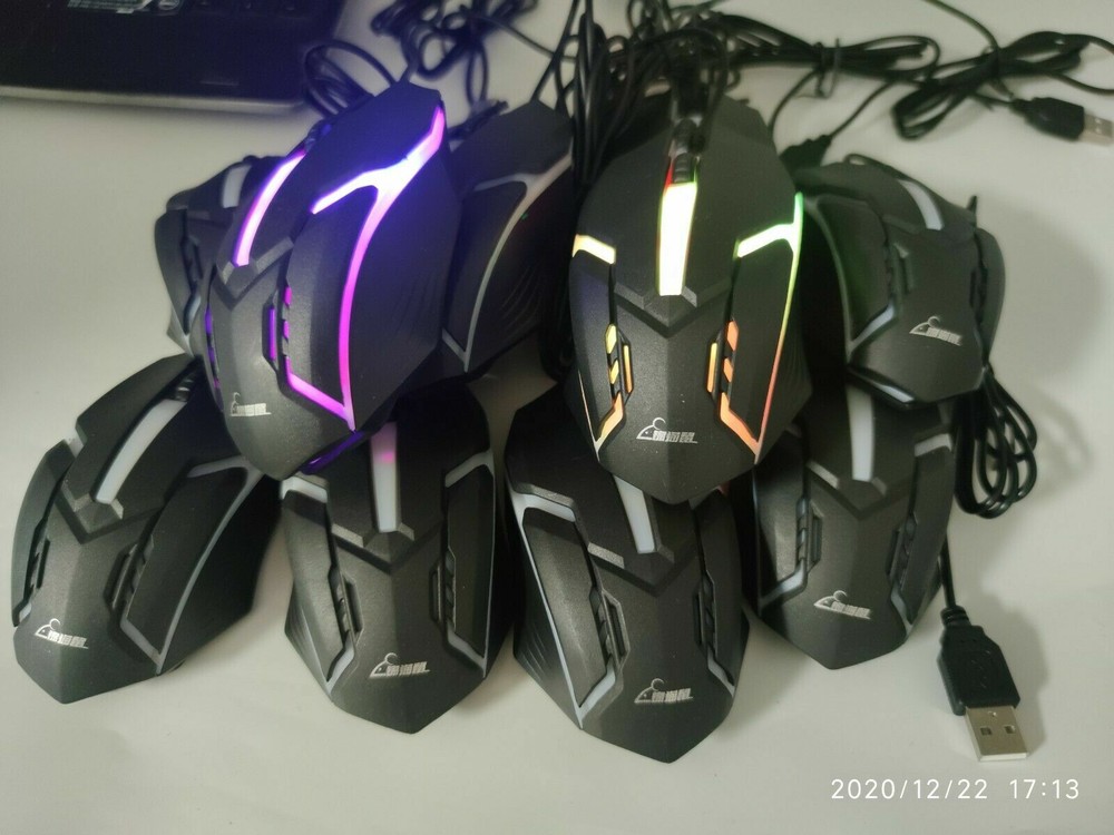 8pcs Wired Gaming Mouse LED Breathing Fire DPI Laptop PC Computer Optical Mice