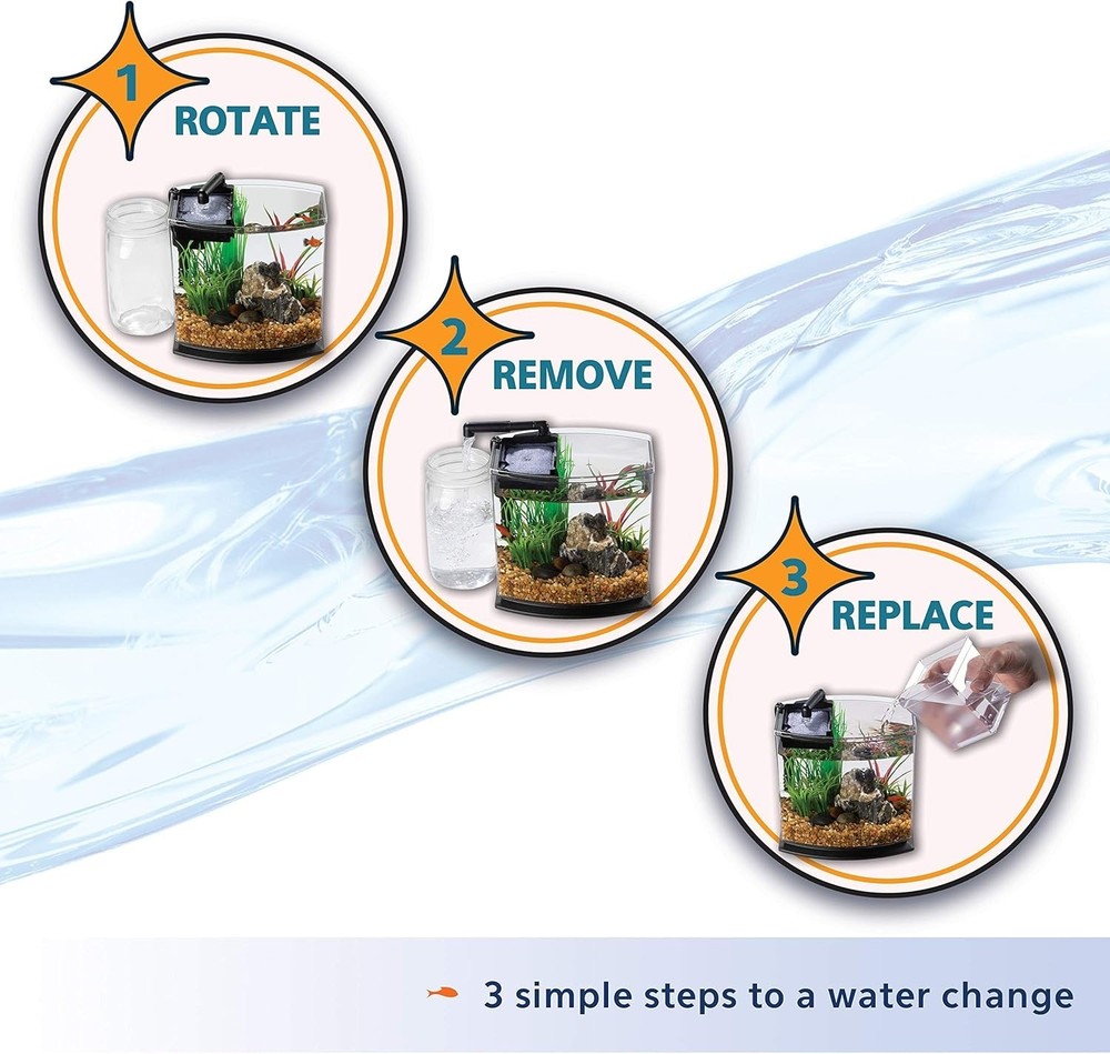 Blue Small Fish Tank with SmartClean Technology.