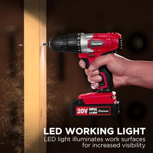 20V Cordless Drill Set for Home DIY & Beginner Projects - Lightweight 1-red