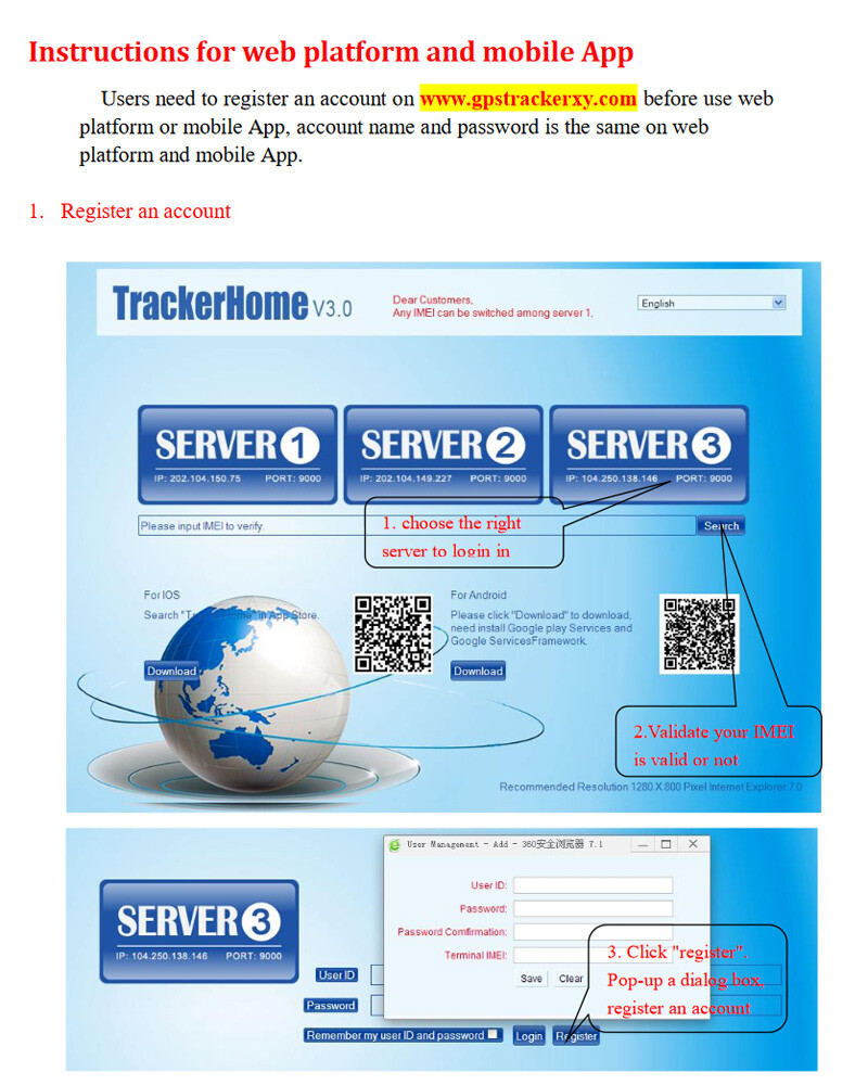 Coban tracker Web platform service fee 10 year Android IOS App for coban