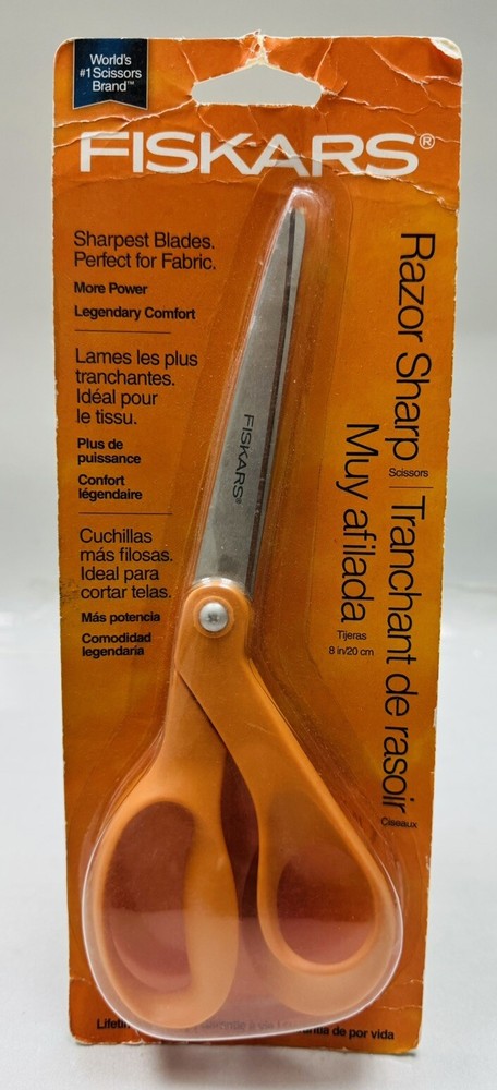 fiskars razor sharp 8in stainless steel blade scissors scuffed packaging