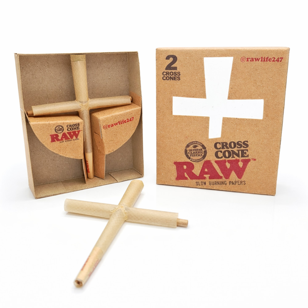 RAW Cross Cones – Pre-Rolled | 2-Pack Natural Rolling Papers