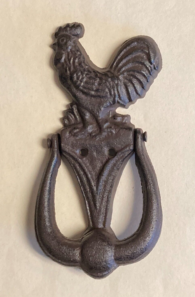 7" x 4" Heavy Cast Iron Rustic ROOSTER Door Knocker