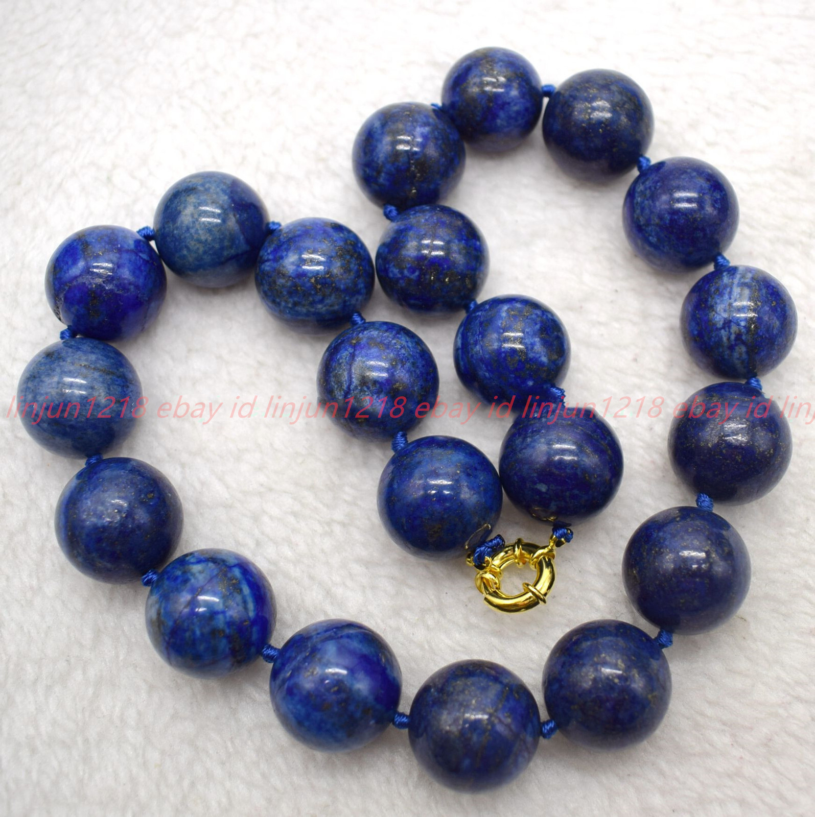 Huge Pretty Genuine Natural 20mm Blue Lapis Lazuli Genstone Round Bead Necklace