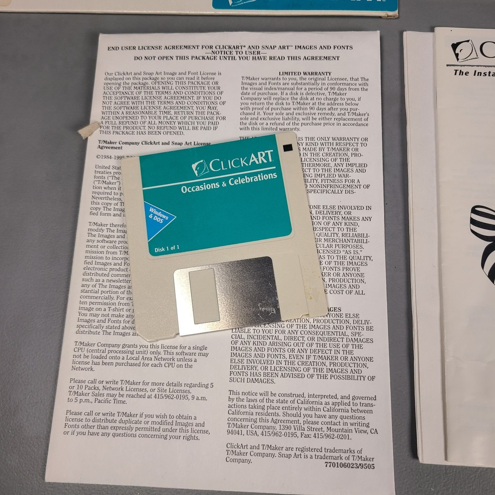 ClickArt Occasions & Celebrations 3.5" Floppy Disk T/Maker Clip Art PC Software