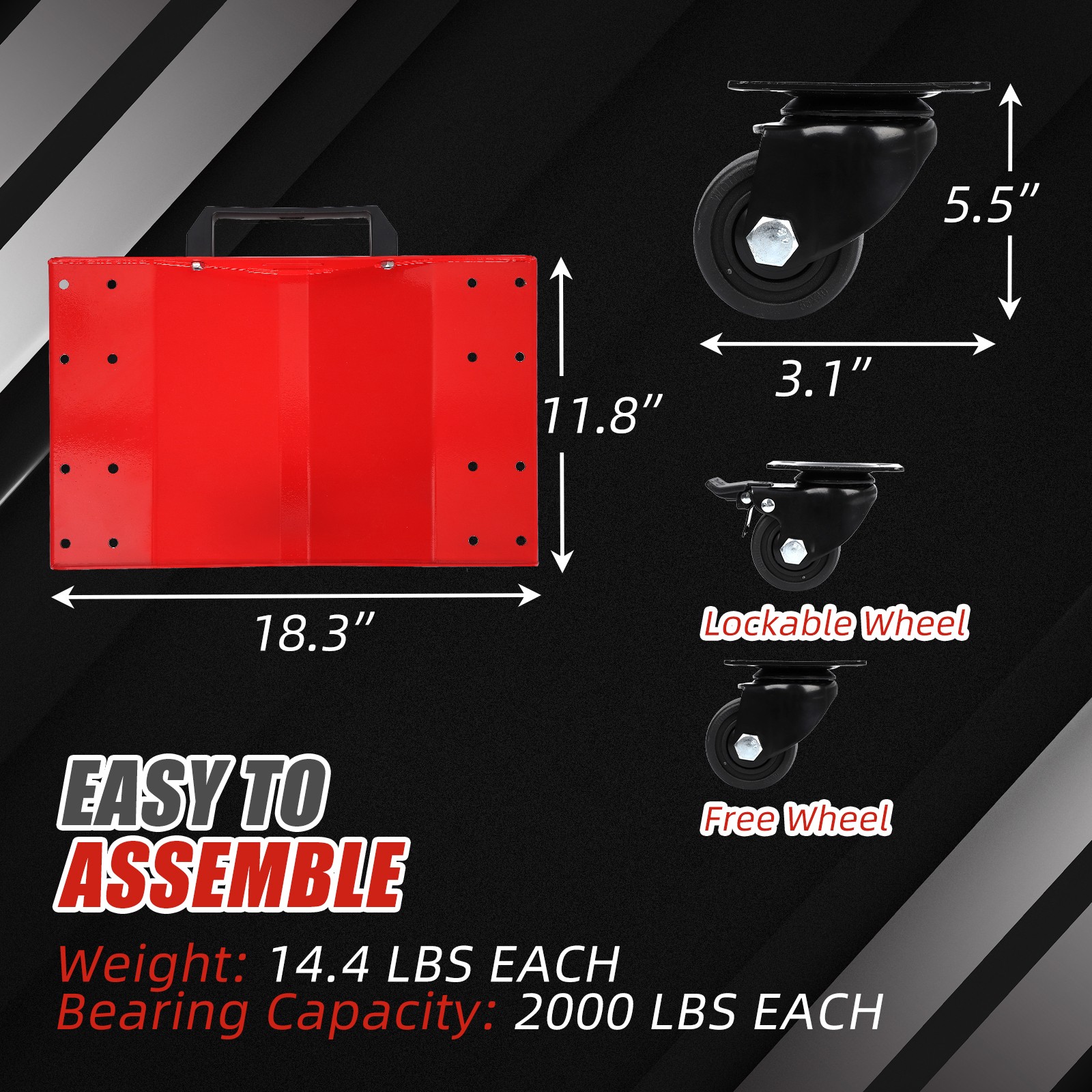 Heavy Duty Car Wheel Dolly Set 4 Pack 2000 Lbs Per Dolly Garage Vehicle Mover
