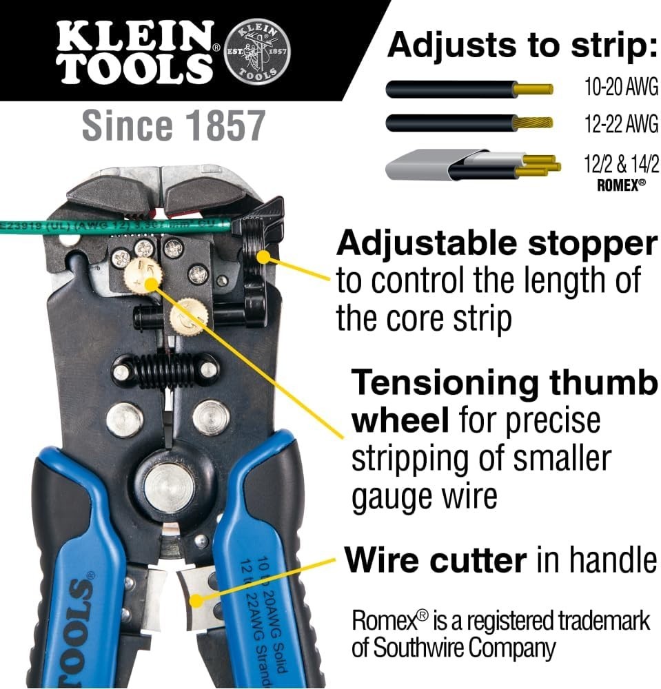 Professional Self-Adjusting Wire Cutter for 10-20 AWG Solid and Stranded Wire